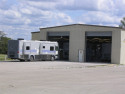 Belmont paint plant: blue dye on exterior prior to entering building for sanding