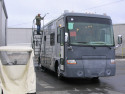 Station 19: After exiting at Station 19, the coach is sprayed with water to check for leaks